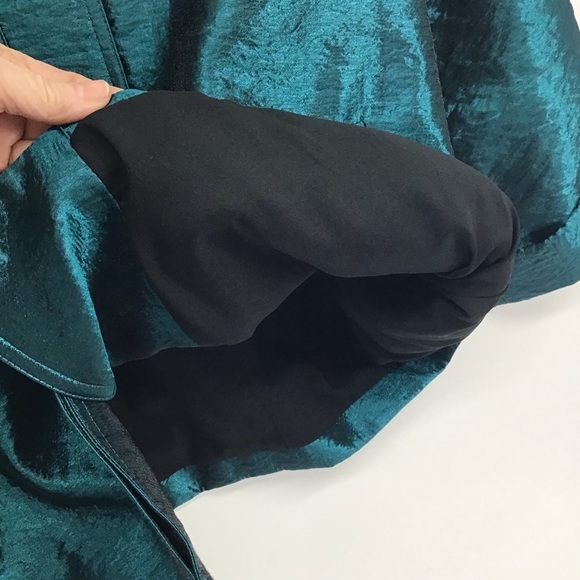 Chico’s Lustrous Shine Sindy Blazer Jacket Button-Up Cocktail Party Teal Size 0 - Picture 7 of 10